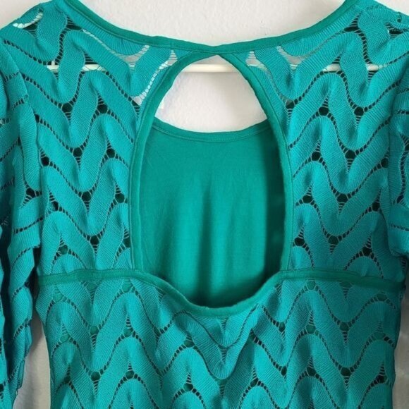 Free People Wild Thing Emerald Green Dress Small Long Sleeve Lined - Picture 3 of 6